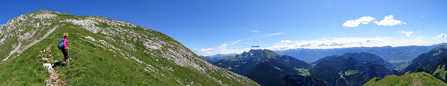 Vista verso la cima del Monte Visolo, il Pizzo Camino, Valle di Scalve e Camonica